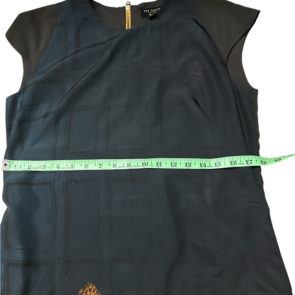 Ted Baker London Langley Print Sheath Dress size 3 or Med green/black - Picture 9 of 16